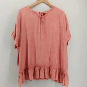 Easel Dusty Rose Medium Ruffle Tunic Top